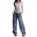 Women's Clothing Waist Jeans Retro Niche Design Loose Wide Leg Pants Simple Casual Straight Pants_mkmklike.com