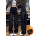Black Fleece-Lined Wide-Leg Jeans Women, New Autumn And Winter Style, Petite Floor-Length Pants, Slimming Straight-Leg_mkmklike.com