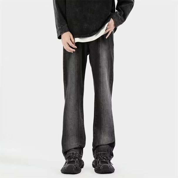 Men’s Gradient Faded Flare Jeans – Vintage-Inspired Wide-Leg Denim Pants With Mud Wash, Comfortable & Stylish For Streetwear & Casual_mkmklike.com