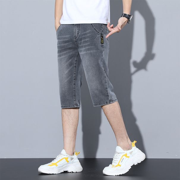 Men's Denim Shorts Summer Thin Straight Leg 7/8 Length Casual Tencel Loose Fit New Fashion_mkmklike.com