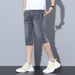 Men's Denim Shorts Summer Thin Straight Leg 7/8 Length Casual Tencel Loose Fit New Fashion_mkmklike.com