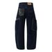 Men's Cargo Denim Scimitar Vibe Trendy Brand Design Color Block Pocket Personality Loose Wide Leg Straight Long Pants_mkmklike.com