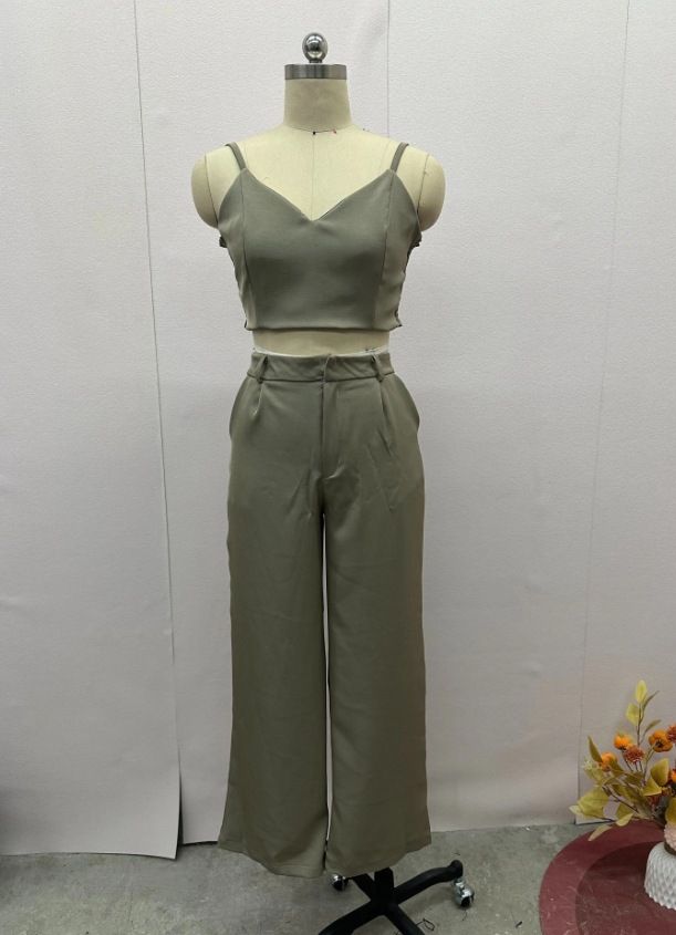 Women's Clothing sweet and spicy style sexy navel baring suspenders high waist wide leg pants suit for women_mkmklike.com