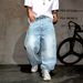 Vintage Washed Light Blue Jeans – Streetwear Relaxed Straight-Leg Denim Pants For Men (S-3xl) – Oversized Boyfit With Distressed Hem_mkmklike.com
