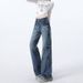 Wholesale High-gloss Blue American Retro Low-waist Flared Straight Jeans For Women, Loose And Slimming, Floor-length_mkmklike.com