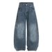 Trendy High Street Letter Print Scimitar Jeans Men's Cargo Washed Vintage Loose Wide-Leg Floor-Length Pants_mkmklike.com