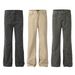 Men's Clothing Khaki Vibe Straight Loose Wide Leg Trousers Men's Vintage American Style Washed Khaki Straight Leg Loose Fit Cargo Pants For Summer_mkmklike.com