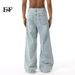 EF JEANS | 2024 New High Street Retro Old Wide Leg Pants Mopping Jeans Tide Straight Loose Light Blue_mkmklike.com