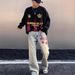 Nordmann American Style Vibe Retro Distressed Yellow Mud-Dyed Embroidered Jeans For Men High Street Clean Fit Slightly Flared_mkmklike.com