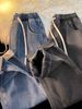 Fleece-Lined Thickened Jeans Girls, Autumn Winter 2024 New Style, Elastic Waist Straight-Leg Pants For Middle And High_mkmklike.com