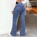 NY107 High-Waisted Stretch Flare Jeans for Women Elastic Waist Slimming Slightly Flared Long Jeans Versatile for Commute_mkmklike.com