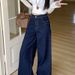 Petite Korean-style Loose Wide-leg Jeans Women, 2025 New Model, With Bow And Plaid Patchwork Design, Stylish Long Pants_mkmklike.com
