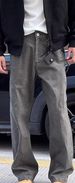 American High Street Washed Old Splicing Tooling Jeans Men's Spring New Trend Loose Micro-pull Casual Trousers_mkmklike.com