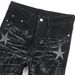 Men's Trendy Stretch Slim Fit Jeans Black Rhinestone Flared Patchwork Youth Style Nicholas Tse 3972_mkmklike.com