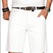 Men's White Denim Shorts Simple Stylish Business-Like Summer Wear_mkmklike.com