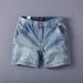 Men's Trendy Washed Denim Shorts Straight Leg Casual Jeans Retro Loose Versatile Shorts_mkmklike.com