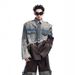 Vintage Distressed Denim Jacket With Leather Panels – Oversized Streetwear Coat (M-4XL, Blue, Washed-Out Aesthetic)_mkmklike.com