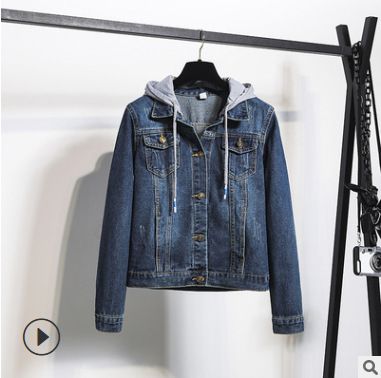 Women's Denim Jacket With Fleece Lining Style Slim Fit Hooded Coat, Casual Long Sleeve Short Crop Top For Students & Work (S-5XL)_mkmklike.com