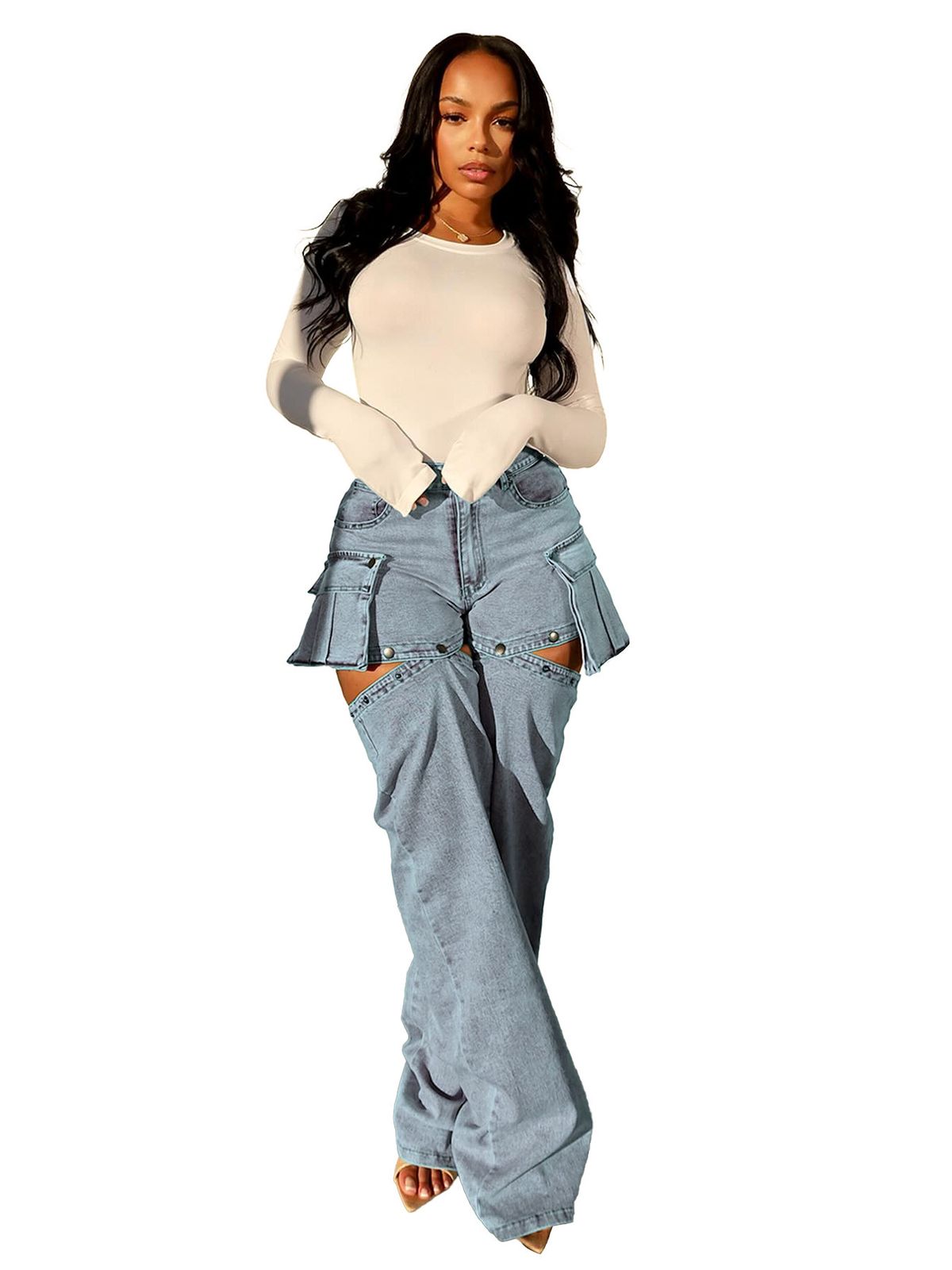 Women's Clothing Stretch Denim Multi-Wear Shorts And Trousers For Women Detachable Fashion Clothing For Formal & Casual For Women_mkmklike.com