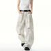 China-Chic Worn Down American Dirty White Jeans Women's Loose Draping Straight Leg Pants_mkmklike.com