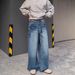 Men's Clothing Unisex Retro Studded Jeans High Street Style Loose Fit Straight Leg Casual Pants For Formal & Casual_mkmklike.com