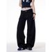 Dark Blue Wide Leg Curved Jeans Retro Style For Men And Women Loose Fit Slimming Versatile Straight Leg Trousers Hot Girl Look_mkmklike.com