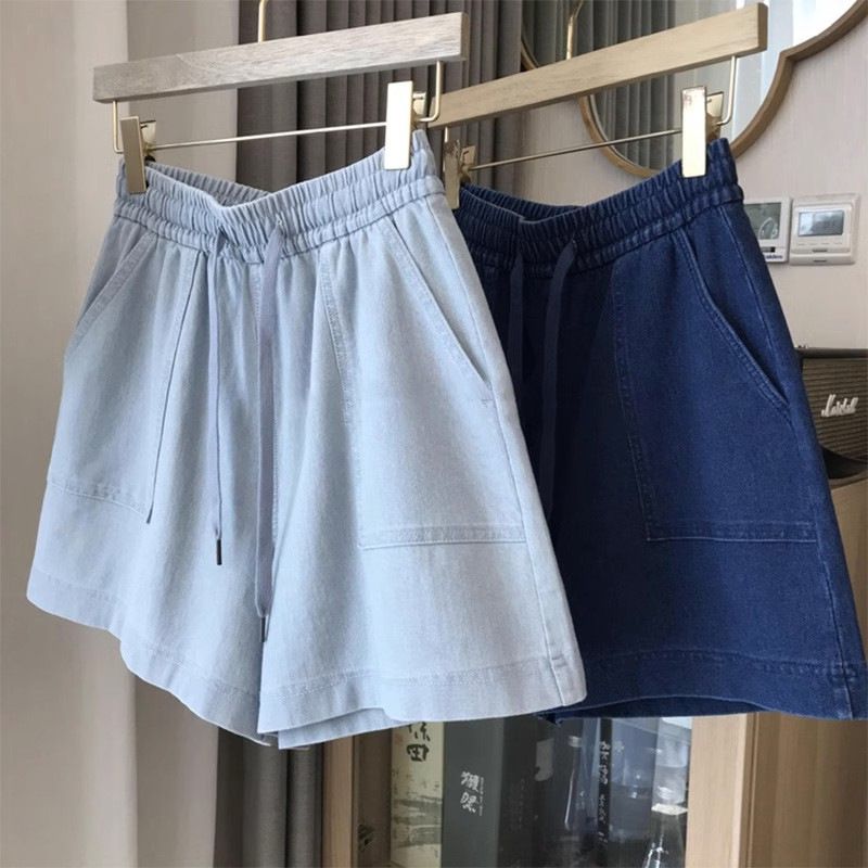 Women's Clothing Retro Denim Summer New Hot Pants Shorts Women Summer Thin High Waist A Line Loose Casual Five Point Pants_mkmklike.com