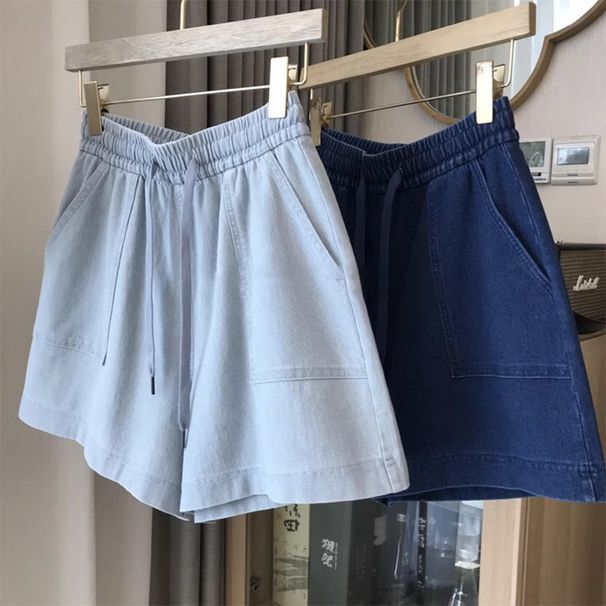 Women's Clothing Retro Denim Summer New Hot Pants Shorts Women Summer Thin High Waist A Line Loose Casual Five Point Pants_mkmklike.com