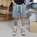 Men's Summer Five Point Denim Shorts Blue Versatile Simple Korean Style Trendy Non Stretch Mid-Length Youth Pants_mkmklike.com