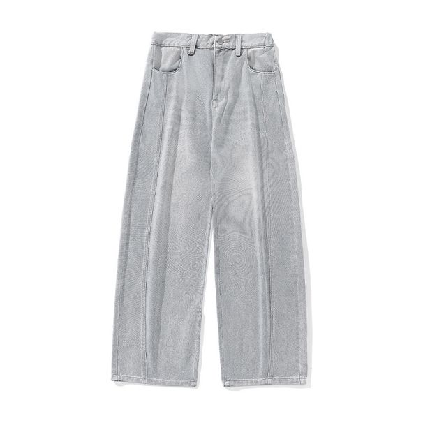 Men's Clothing Retro Washed Silhouette Jeans Men 2025 Spring New Split Structure Scimitar Pants Trendy Brand Loose Long Pants_mkmklike.com
