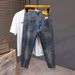 American Street Jeans Men's 9 Points Spring And Summer New Retro Washed Jeans Men's Casual Fat Jeans 9 Points_mkmklike.com