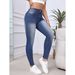 Cross-border European And American Style Jeans With Simple Back Pocket Embroidery, Stretchy Tight-fitting Denim Women's_mkmklike.com
