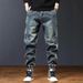Men's Clothing Washed Jeans Trendy Retro Trousers Loose Straight Tapered Trousers_mkmklike.com