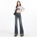 Orange Silk Women's Clothing#Retro High-waisted Micro-flared Jeans For Women, New American-style Stretch Slim-fit_mkmklike.com