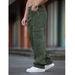 Men's Washed Green Cargo Jeans – Relaxed Fit, Multi-Pocket Utility Design, All-Season Comfort_mkmklike.com