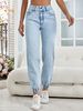 Women's Slim Fit Straight Leg Jeans – Classic Blue Denim Pants – High Waist Cotton Trousers_mkmklike.com