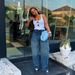 High Waisted Casual Curved Blade Jeans for Women Sparkly Hot Stamped Rhinestone Heavy Duty Loose Fitting European American Style Trousers_mkmklike.com