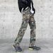 Men's Clothing High Street Ink Splash Camouflage Overalls With Multiple Pockets Loose Straight Leg Wide Leg Ripped Trendy Hip Hop Jeans_mkmklike.com