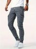 Men's Stretch Denim Cargo Pants – Utility Style With Comfort & Extra Pockets (Greyish, Sizes 30-38)_mkmklike.com
