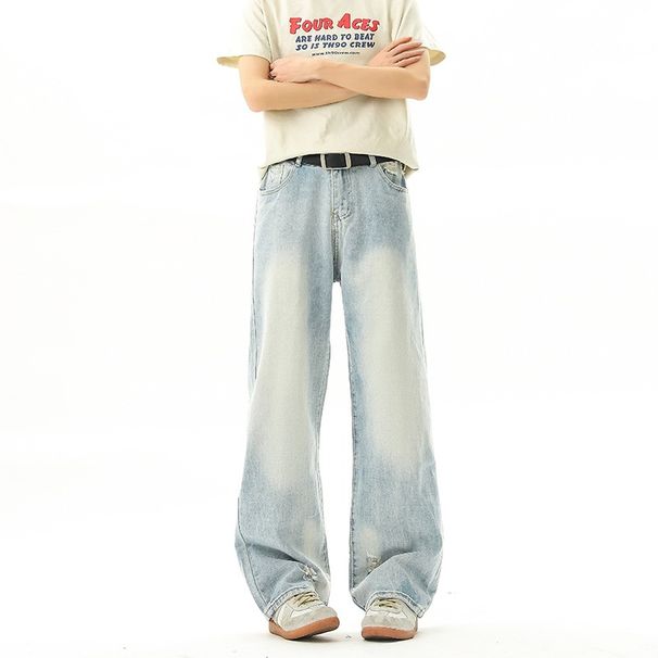 Men's Clothing Light Blue Reverse Wear Ripped Jeans For Men Straight Leg Hip Hop Pants Summer Style Cool Sophisticated Denim_mkmklike.com