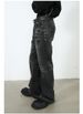 Retro Straight-leg Trendy Men's Jeans With Distressed Design, Unique Style, Loose Fit, Slightly Flared._mkmklike.com
