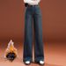 Fleece-Lined Autumn Winter New Style Floor-Lgth High-Waisted Retro Jeans Loose Wide-Leg Pants For Pear-Shaped Body_mkmklike.com