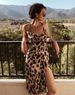 Women's leopard print V-neck high waist slit ladies dress hot sale women's clothing_mkmklike.com
