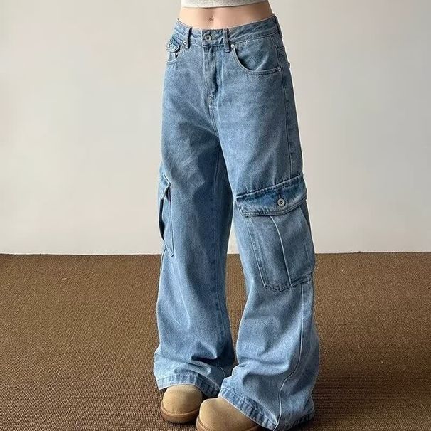 Utility Cargo Wide-Leg Jeans – High-Waisted Hip-Hop Denim Pants With Multi-Pockets For Men & Women High-Waisted Comfort_mkmklike.com