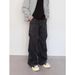 Men's Loose Wide Leg Pleated Jeans Casual Mid Waist Cotton Trousers Black Washed Dark Pocket Cargo Design Spring Autumn_mkmklike.com