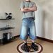 Men's Washed Whiskered Cropped Trousers Style Loose Fit Button Down Distressed Denim Shorts_mkmklike.com