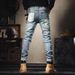 Men's Patchwork Skinny Jeans – Edgy Stretch Denim Pants With Multi-Pockets | Urban Streetwear Slim Fit Trousers_mkmklike.com