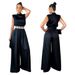 Women's fashion wide leg pants solid color high collar sleeveless waist jumpsuit_mkmklike.com