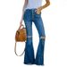 European And American Ladies Jeans Temperament Commuter Waist Micro-La Hole Jeans_mkmklike.com