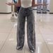High Waisted Straight Leg Denim Jeans For Women Patchwork Hollowed Out Lace Design Style_mkmklike.com